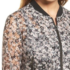 chelsea28 crop lace floral bomber jacket